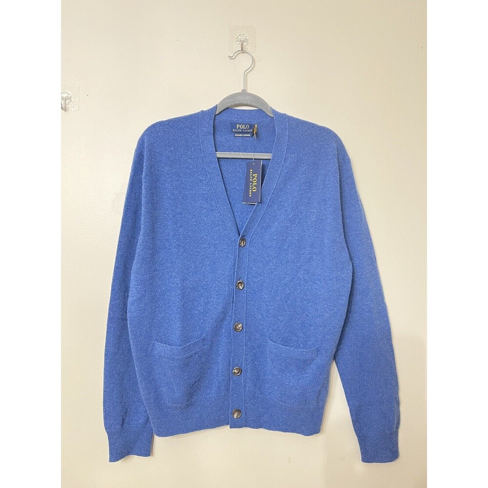 Polo Ralph Lauren Mens M Washable Cashmere 100% Cardigan Sweater Blue NWT $398
